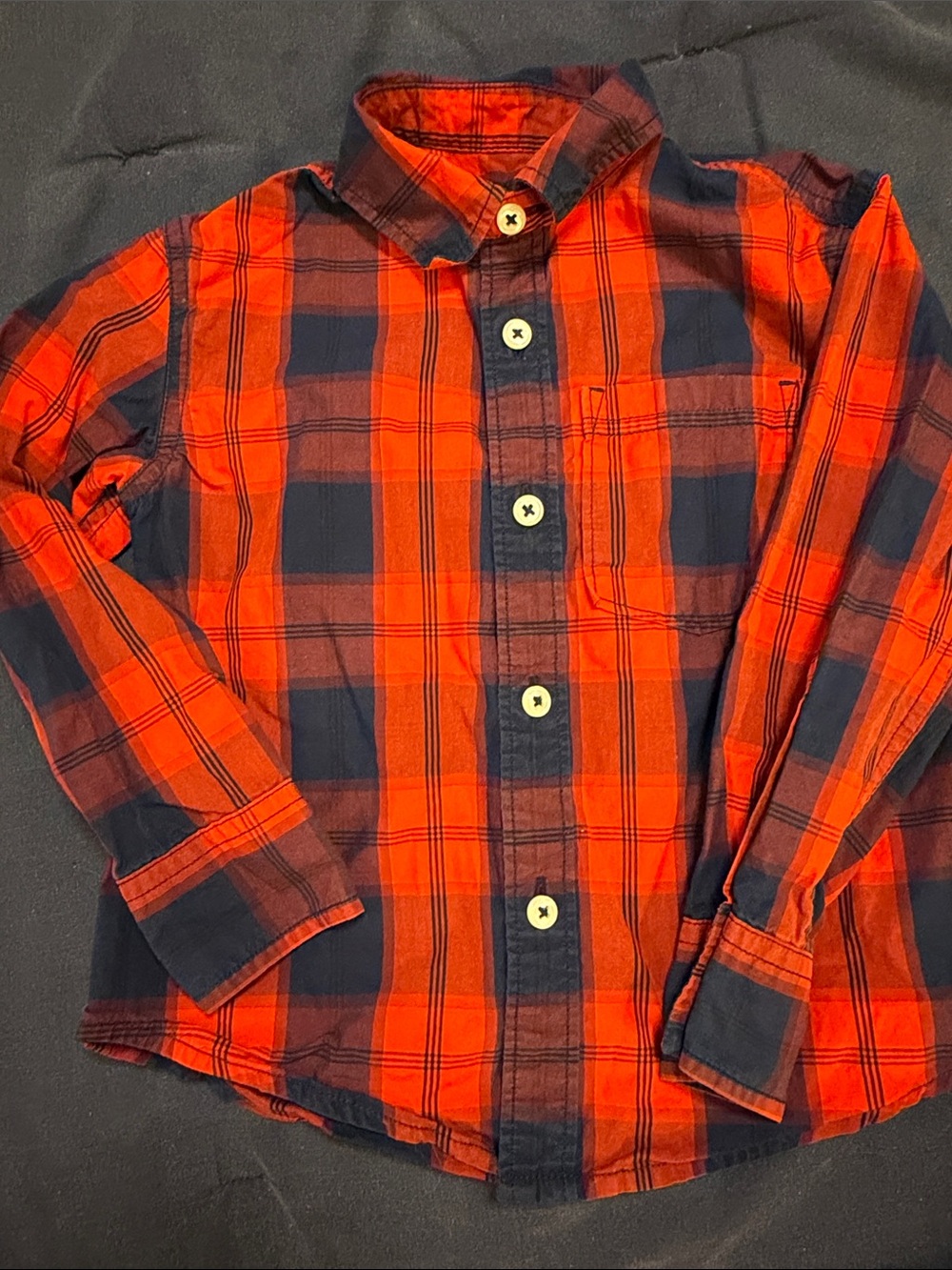 Nordstrom Red & Navy Plaid Button-Down Shirt for Kids